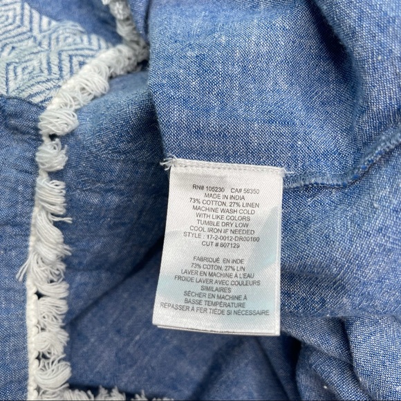 Soft Joie Natali Chambray Embroidered Shift Dress / Swim Cover Beach Cover Up - Picture 7 of 9